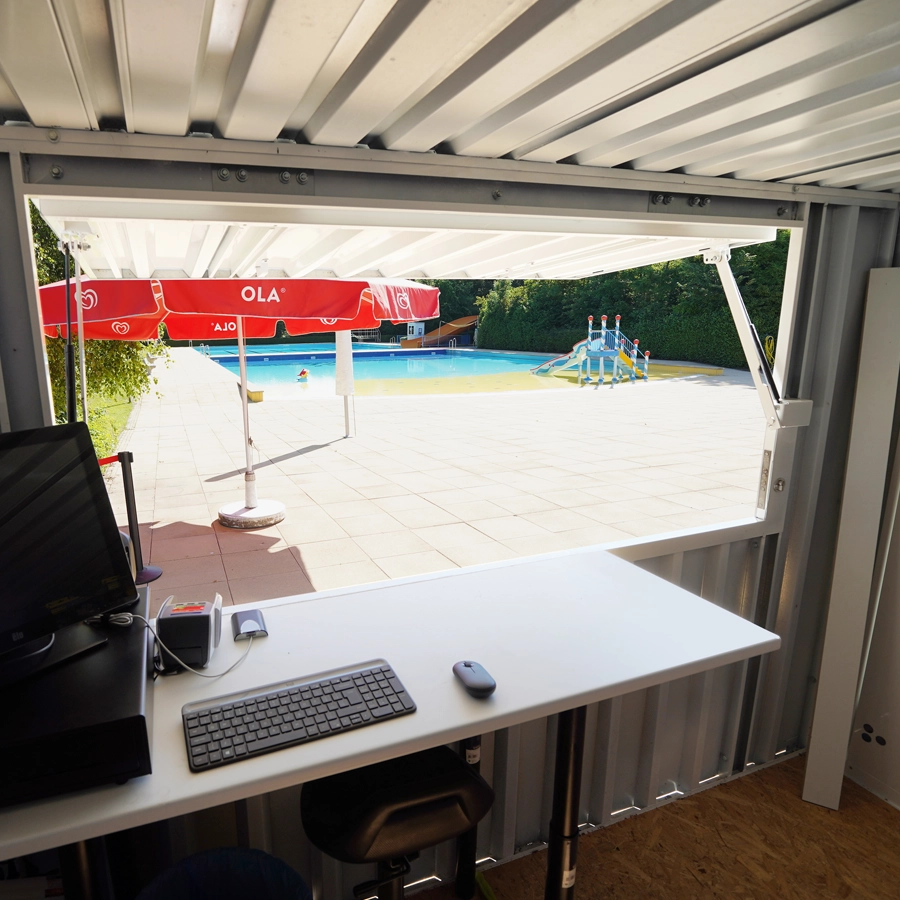 Bar Contenedor plegable 3×2 metros Blanco RAL 9016 - Imagen 5